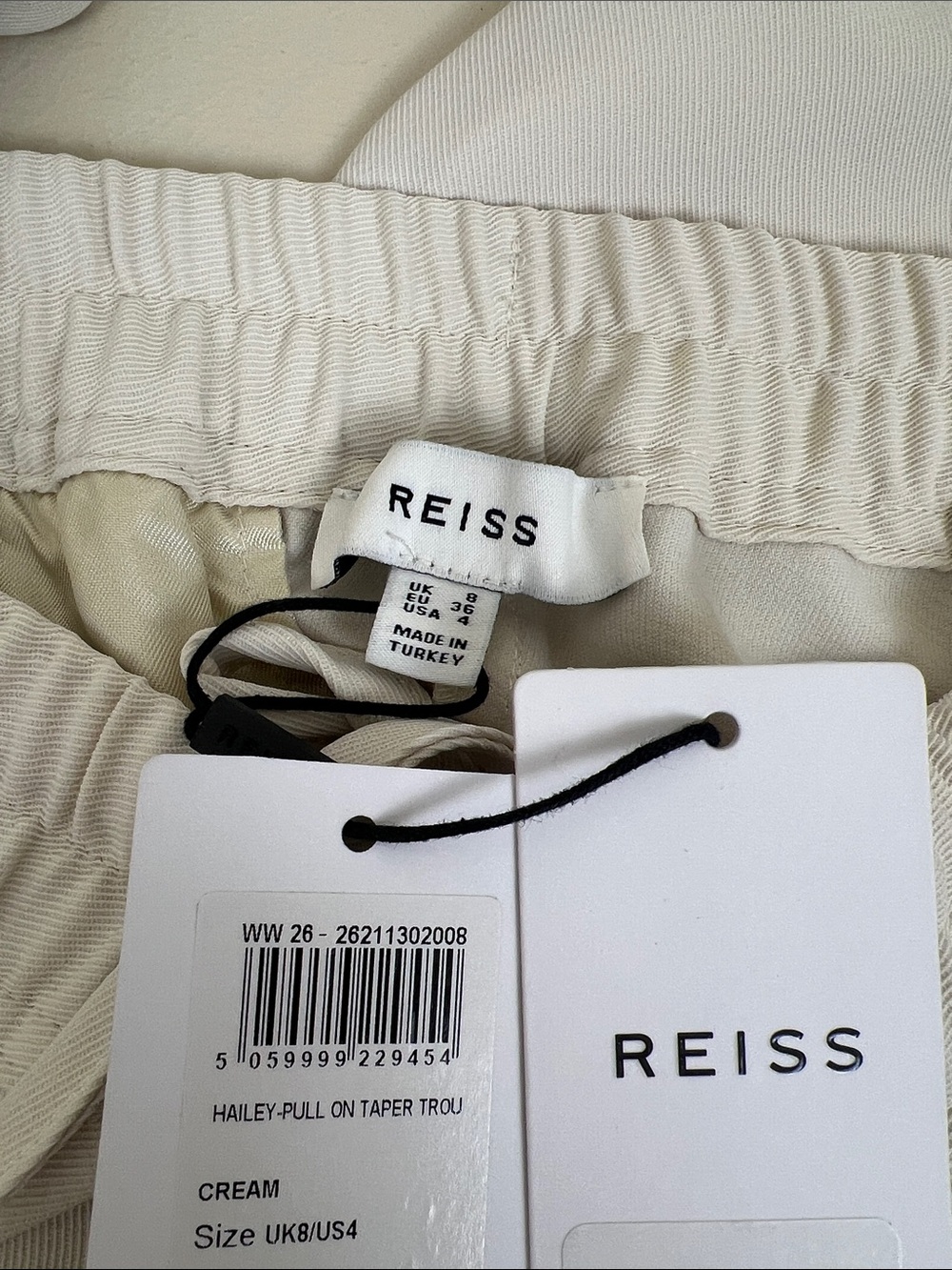 NWT Reiss Hailey Pull On Drawstring Trouser in Cream Size 4 US - Picture 9 of 11